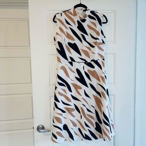 Ann Taylor Black and Tan Patterned Dress